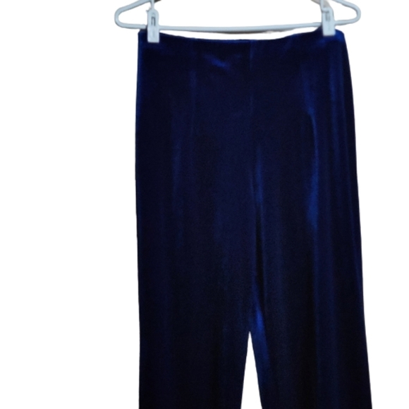 Vintage Essentials petites velvet royal blue wide leg pants size medium - Picture 3 of 5